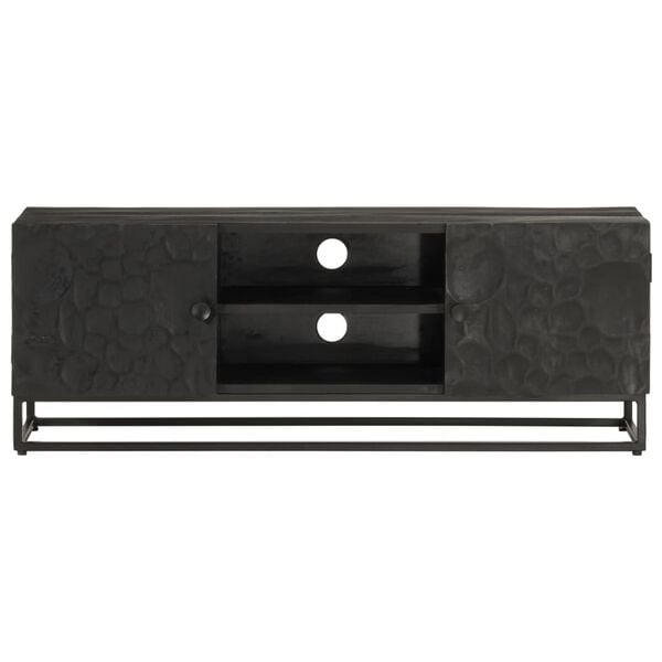 vidaXL TV Cabinet Black Solid Mango Wood and Iron 43.3 x 11.8 x 15.7 in