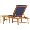 vidaXL Sun Lounger Blue Solid Acacia wood with oil finish Large