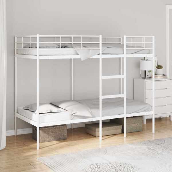 vidaXL Bunk Bed White Steel, mesh fabric 35.4 x 78.7 in Bunk Bed