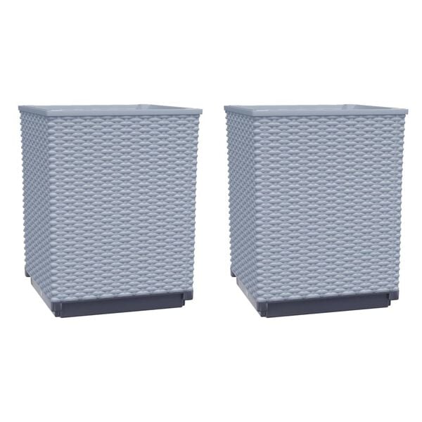 vidaXL Planter Set of 2 Light Grey Polypropylene Medium