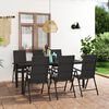 vidaXL Dining Set Black Glass Medium Foldable Garden Dining Set
