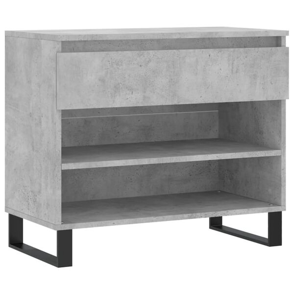 vidaXL Shoe Cabinet Concrete Gray Engineered Wood, Metal Medium