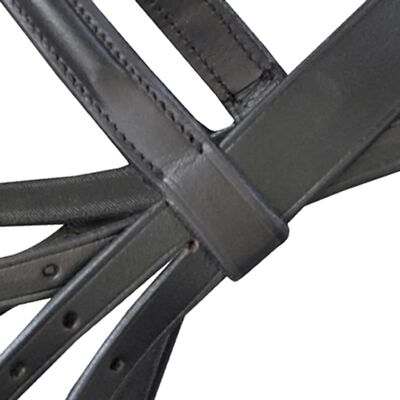 vidaXL Flash Bridle with Reins and Bit Leather Black Cob