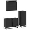 vidaXL Bathroom Furniture Set Black Engineered wood, metal, glass