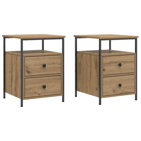 vidaXL Bedside Cabinet Set of 2 Artisan oak Engineered wood, metal