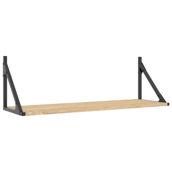 vidaXL Wall Shelf Set of 2 Sonoma oak Engineered wood, Metal Medium