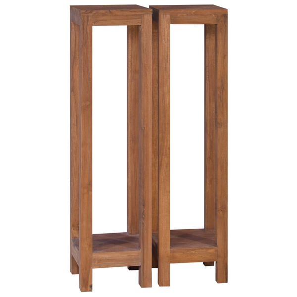 vidaXL Plant Stand Set of 2 Natural teak Solid teak wood Extra Tall