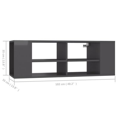 vidaXL Wall-Mounted TV Stand Gray 40.2"x13.8"x13.8" Engineered Wood