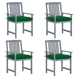vidaXL Patio Chair Set of 4 Gray Solid acacia wood, 100% polyester