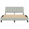 vidaXL Bed Frame with LED without Mattress "Hanko" Light Gray 53.9"x74.8" Velvet