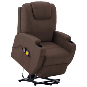 vidaXL Stand Up Massage Chair Brown Faux leather, PVC, iron Large