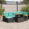 vidaXL 7 Piece Patio Sofa Set with Cushions Brown Poly Rattan Acacia