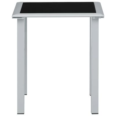 vidaXL Patio Table Black and Silver 16.1"x16.1"x17.7" Steel and Glass