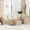 vidaXL Patio Sofa Set Beige PE Rattan Large Adjustable Feet