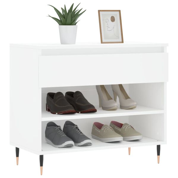 vidaXL Shoe Cabinet White Engineered wood, metal Medium Shoe Cabinet