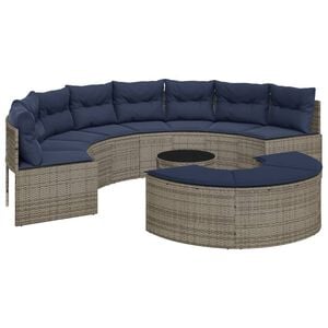 vidaXL Patio Sofa Set Grey and Navy Blue