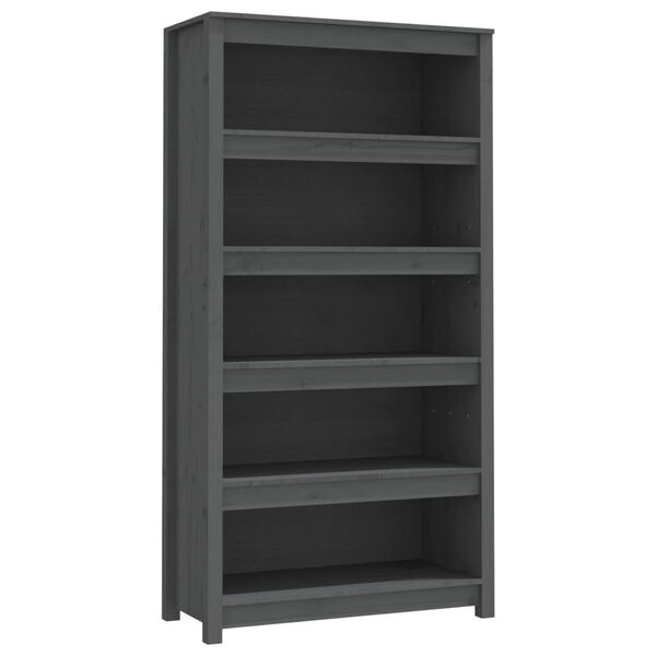 vidaXL Book Cabinet Grey Solid pine wood Medium Book Cabinet