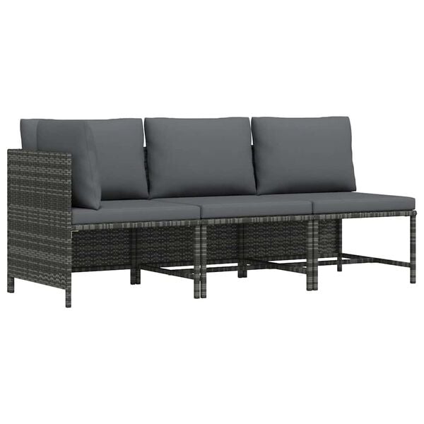 vidaXL Garden Lounge Set Gray PE rattan, steel Small Modular