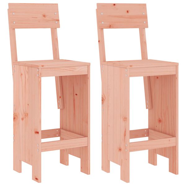 vidaXL Bar Stool Set of 2 Natural Wood Solid Douglas Fir Wood Standard