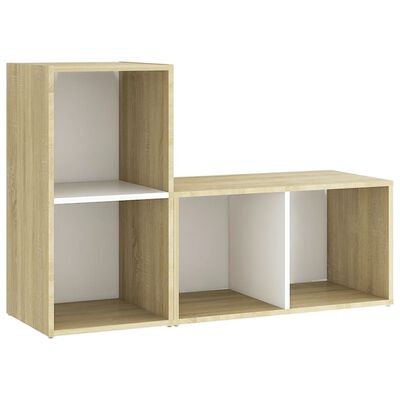 vidaXL TV Stands 2 pcs White and Sonoma Oak 28.3"x13.8"x14.4" Engineered Wood