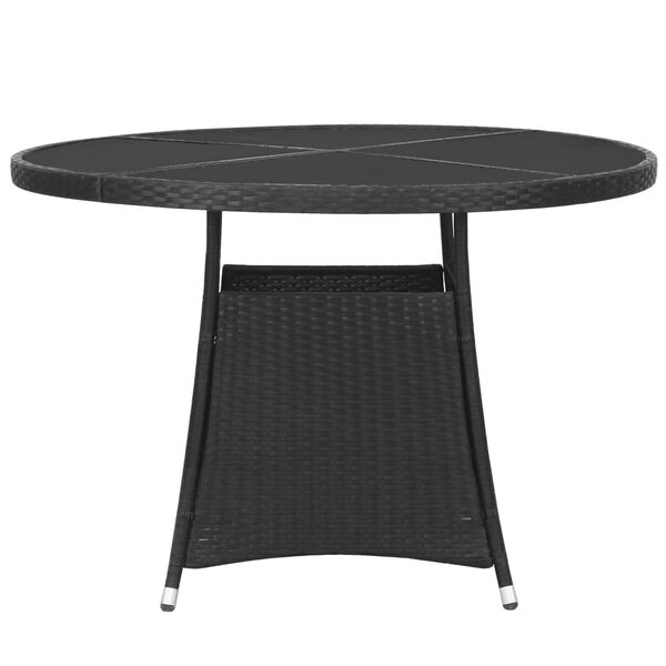 vidaXL Garden Dining Set Black Poly Rattan, Steel, Glass Medium