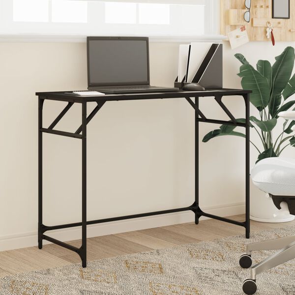 vidaXL Desk Black Engineered wood, Powder-coated steel