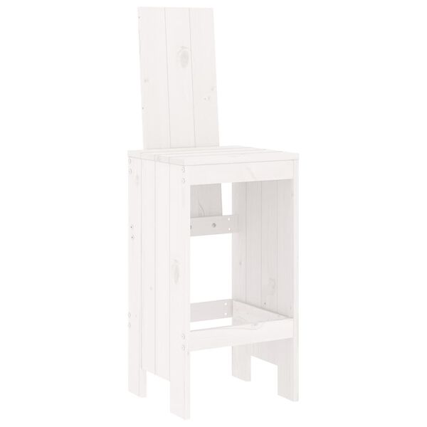 vidaXL Garden Bar Set White Solid pine wood Large Footrest
