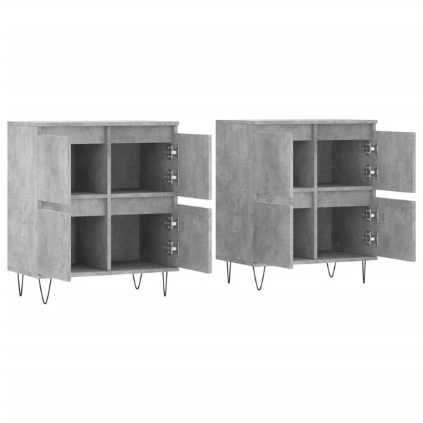 vidaXL Sideboard Set of 2 Concrete Gray Engineered Wood Large