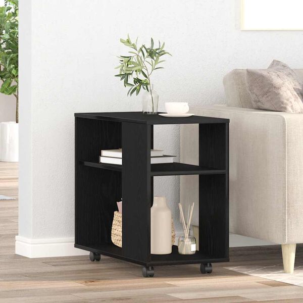 vidaXL Side Table Black Oak 27.6x13.8x23.6" Engineered Wood