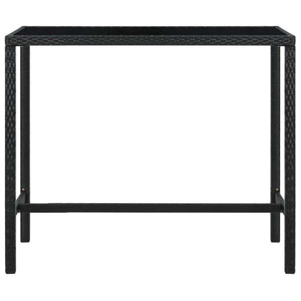 vidaXL Garden Bar Set Black PE rattan, powder-coated steel, tempered glass