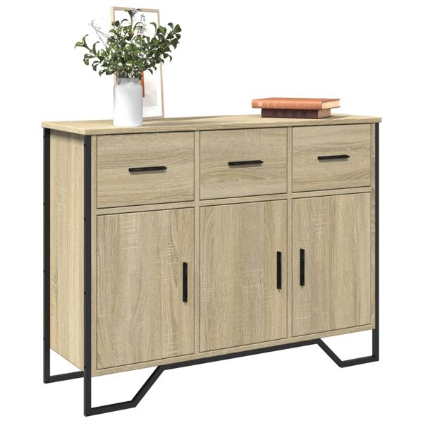 vidaXL Sideboard Sonoma Oak Engineered wood, Metal Medium Sideboard
