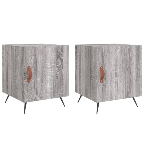 vidaXL Bedside Cabinet Set of 2 Grey Sonoma