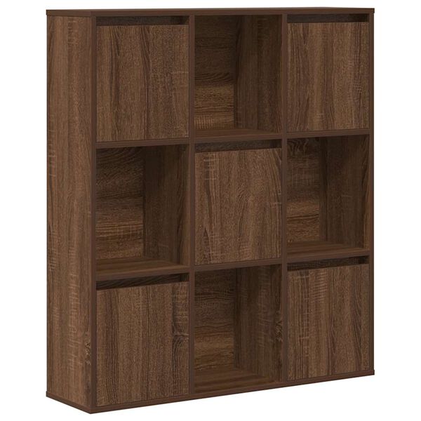 vidaXL Bookcase Brown oak Engineered wood Medium Bookcase Rectangular