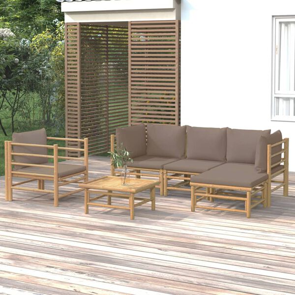 vidaXL Garden Lounge Set Taupe Bamboo Modular size