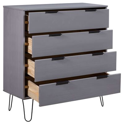 vidaXL Drawer Cabinet Gray 30.1"x15.6"x35.6" Solid Pine Wood