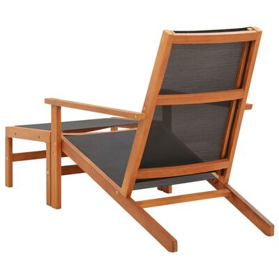 vidaXL Patio Chair with Footrest Solid Eucalyptus Wood and Textilene