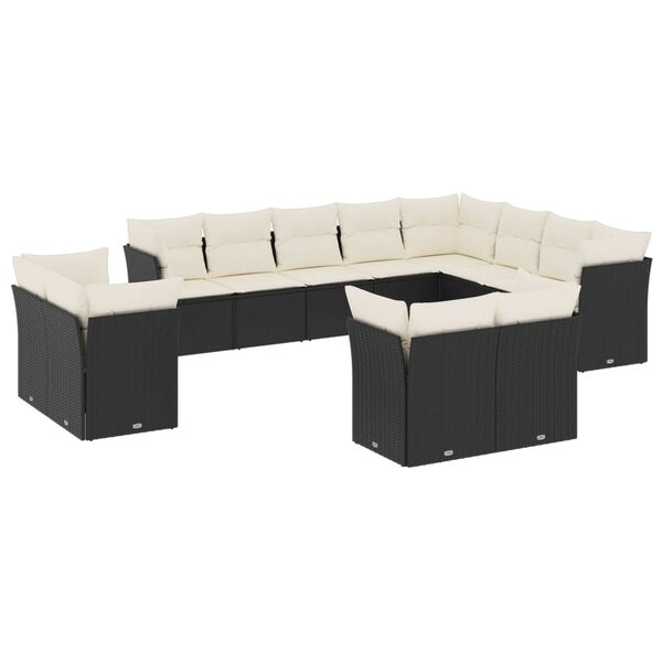 vidaXL Garden Sofa Set Black, Cream White