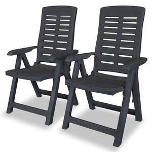 vidaXL Garden Chair Set of 2 Anthracite Plastic Medium Foldable