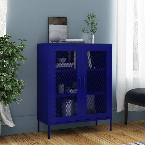 vidaXL Storage Cabinet Navy Blue 31.5"x13.8"x40" Steel