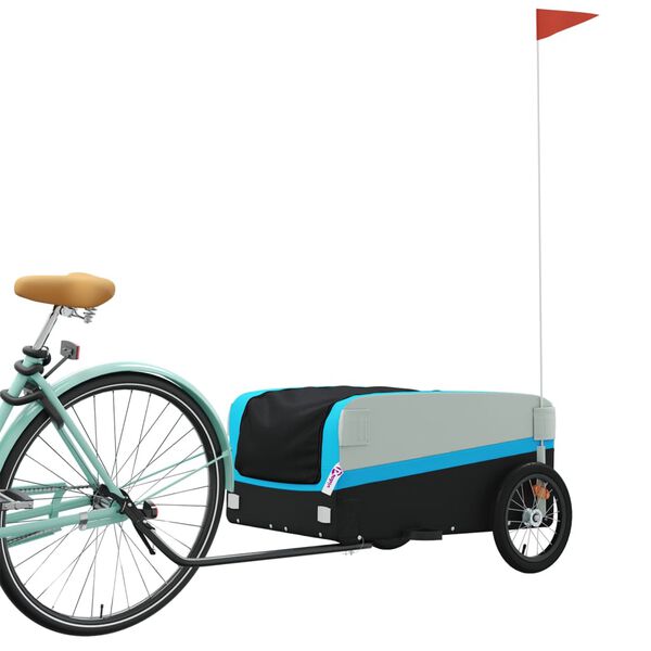 vidaXL Bike Trailer Black and Blue 99.2 lb Iron