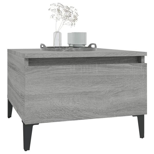 vidaXL Side Table Set of 2 Grey Sonoma Engineered wood, metal Small