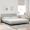 vidaXL Bed Frame with LED without Mattress "Hanko" Light Gray 72"x83.9"Velvet