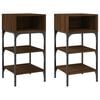 vidaXL Bedside Table Set of 2 Brown Oak Engineered Wood, Iron