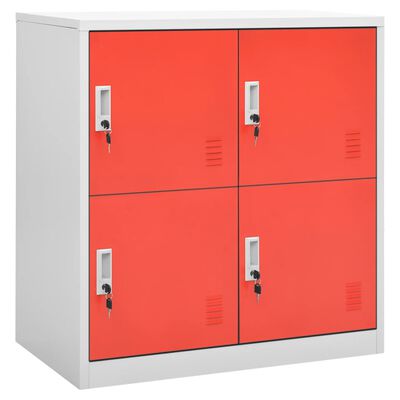 vidaXL Locker Cabinets 2 pcs Light Gray and Red 35.4"x17.7"x36.4" Steel