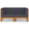 vidaXL 2-seater Sofa Dark Grey Solid Acacia Wood, 100% Polyester 2-seater