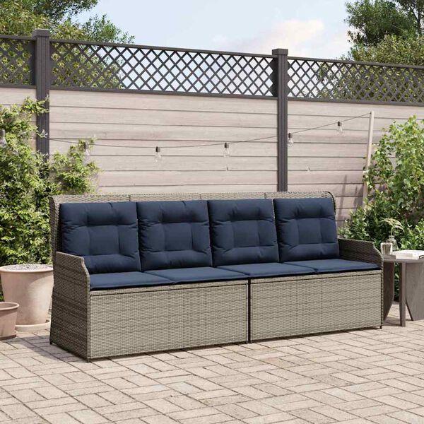 vidaXL Garden Bench with Cushion Gray Poly rattan