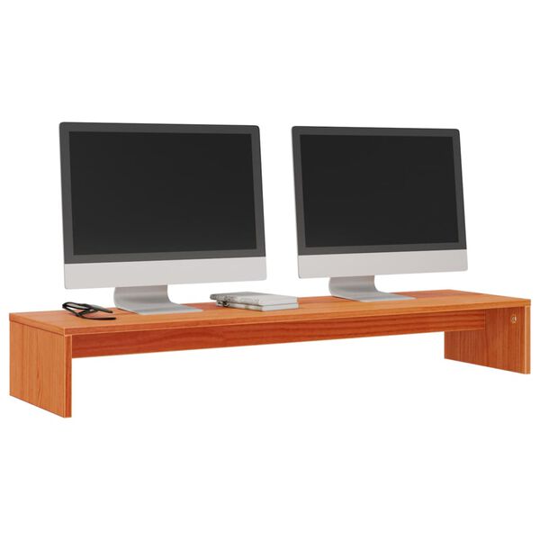vidaXL Monitor Stand Wax Brown 39.4x10.6x5.9" Solid Wood Pine