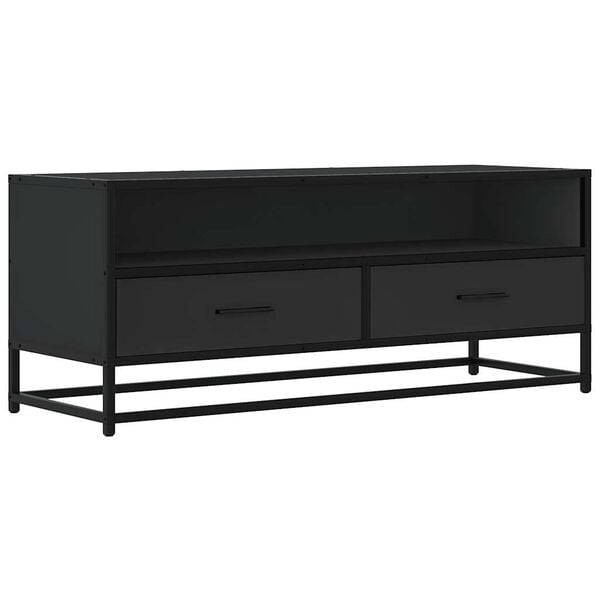 vidaXL TV Cabinet Black Engineered wood and metal Medium TV Cabinet