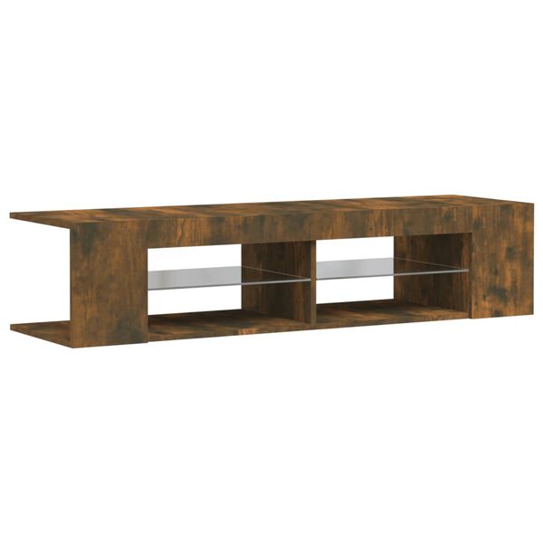 vidaXL TV Cabinet Smoked Oak Engineered Wood, Glass Standard TV Cabinet