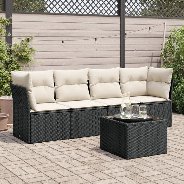 vidaXL Garden Sofa Set Black, Cream White
